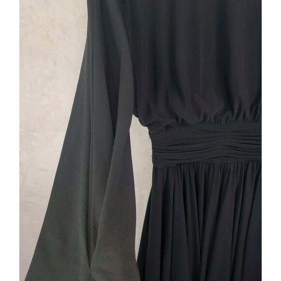 Vtg 90s LIZ CLAIBORNE Black Button Down Back Empire Waist Maxi Dress Sz 8 Medium - Picture 4 of 10